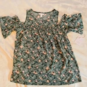 Lauren Conrad Cold Shoulder Floral Top Size S NWT